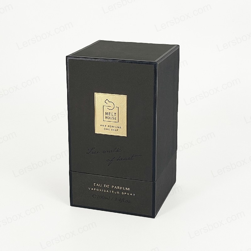 Gullfolie Perfume Box med stivt lokk, base og EVA -skumbrett for luksuriøs skjerm HP034