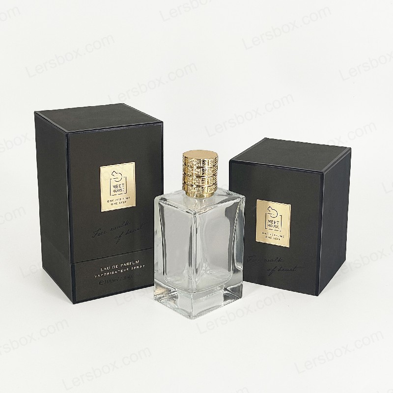 Gullfolie Perfume Box med stivt lokk, base og EVA -skumbrett for luksuriøs skjerm HP034