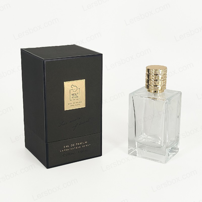 Gullfolie Perfume Box med stivt lokk, base og EVA -skumbrett for luksuriøs skjerm HP034
