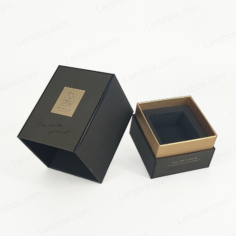 Gullfolie Perfume Box med stivt lokk, base og EVA -skumbrett for luksuriøs skjerm HP034